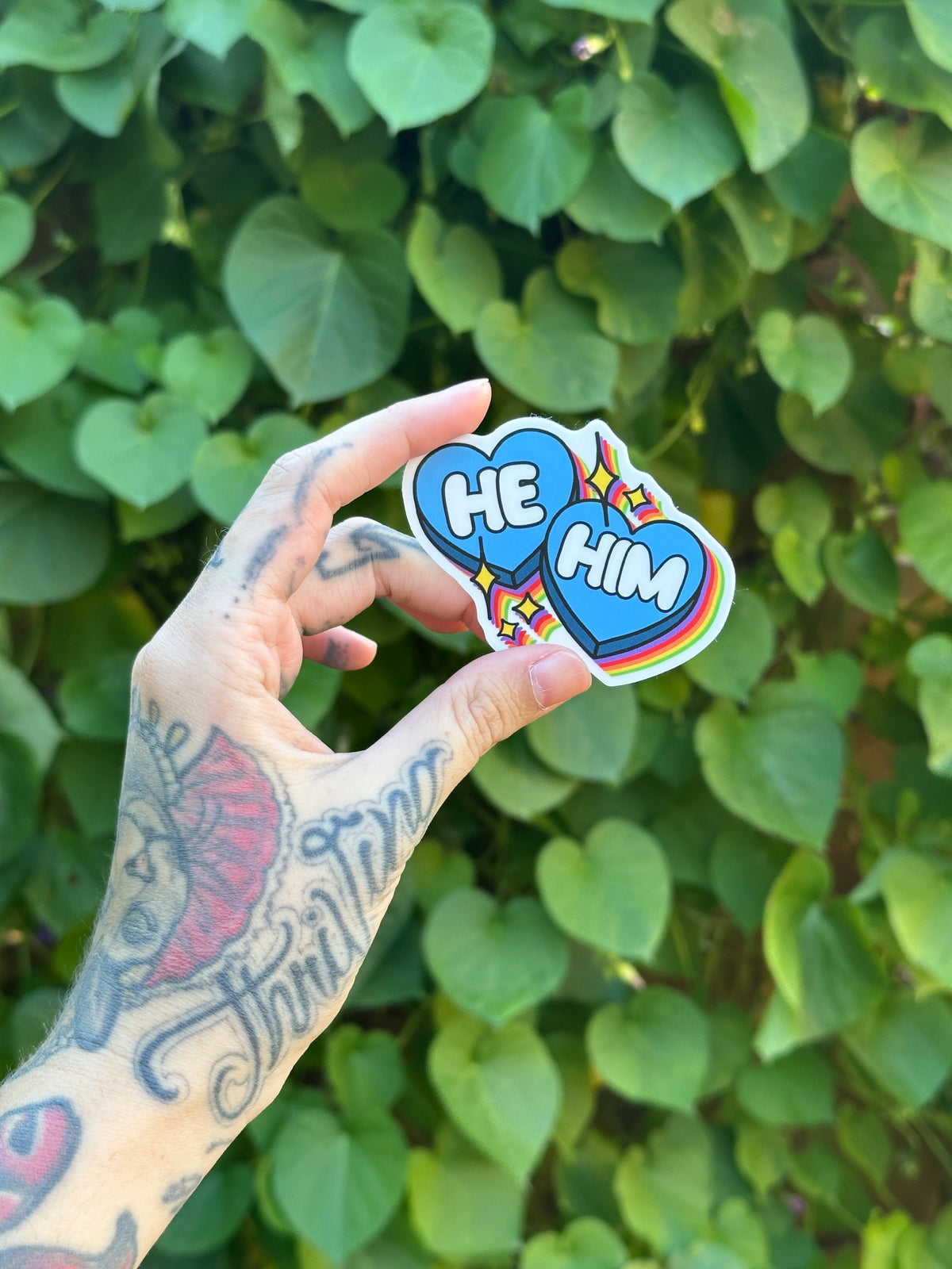 He/Him Pronouns Sparkle Hearts