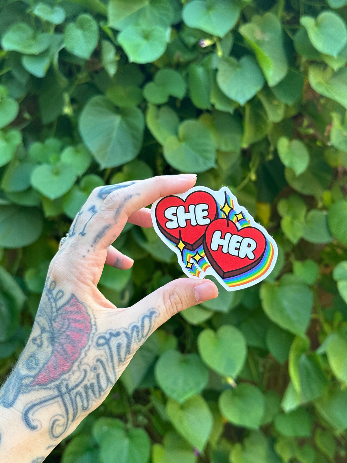 She/Her Pronouns Sparkle Hearts
