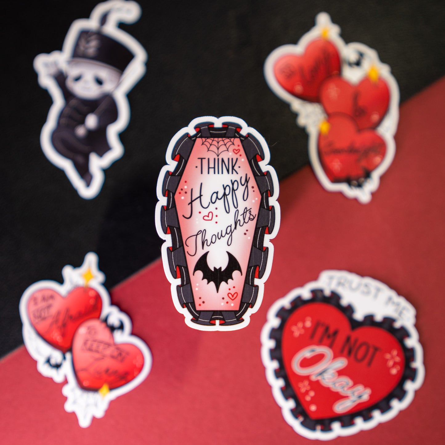 MCR Headfirst for Halos Happy Thoughts Ruffle Coffin Sticker