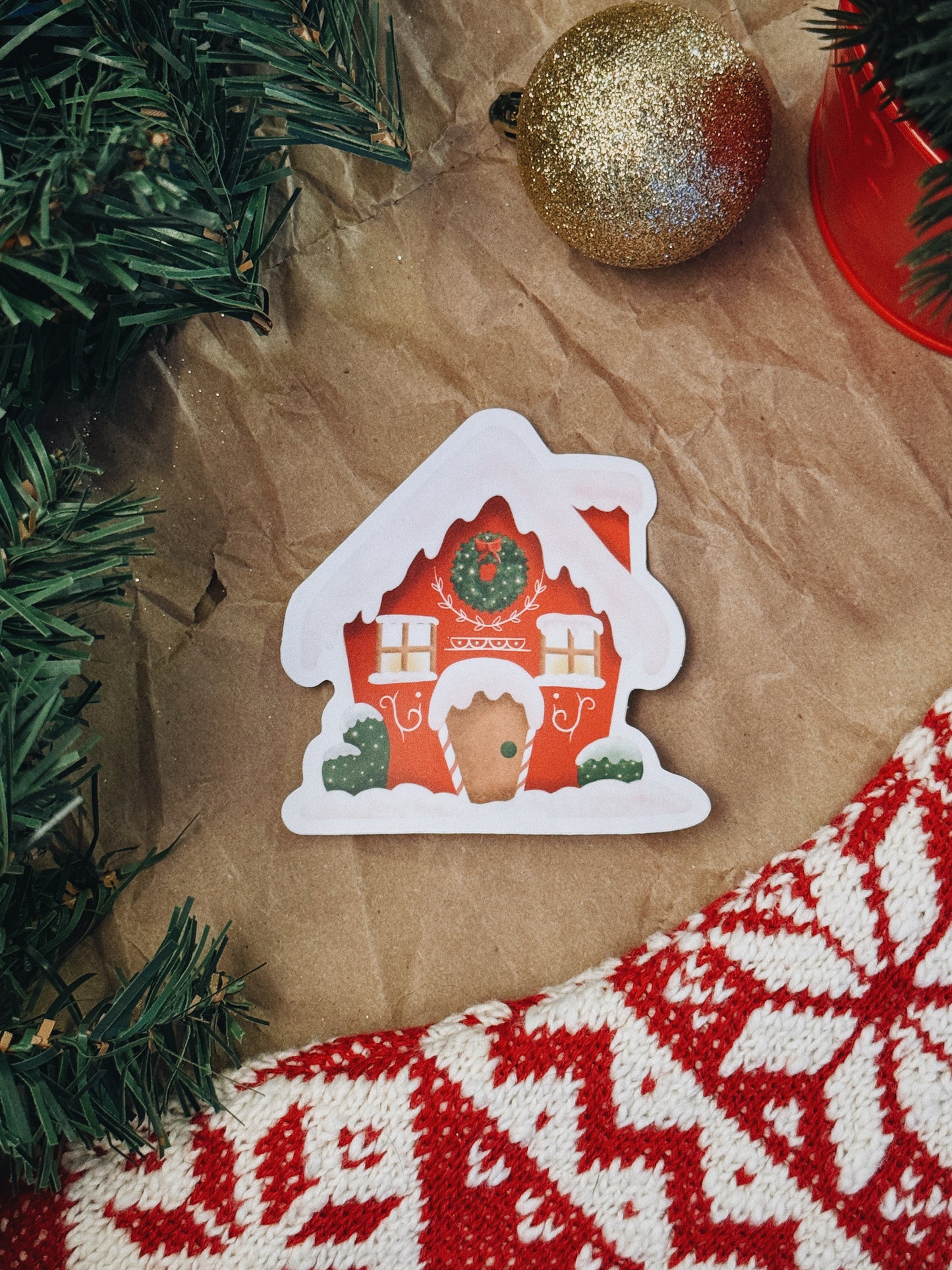 Cozy lil Christmas House Sticker