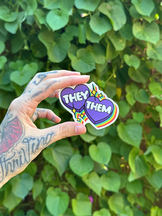 They/Them Pronouns Sparkle Hearts