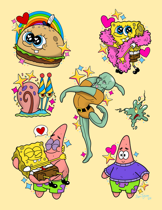 Spongebob Flash Sheet Art Print