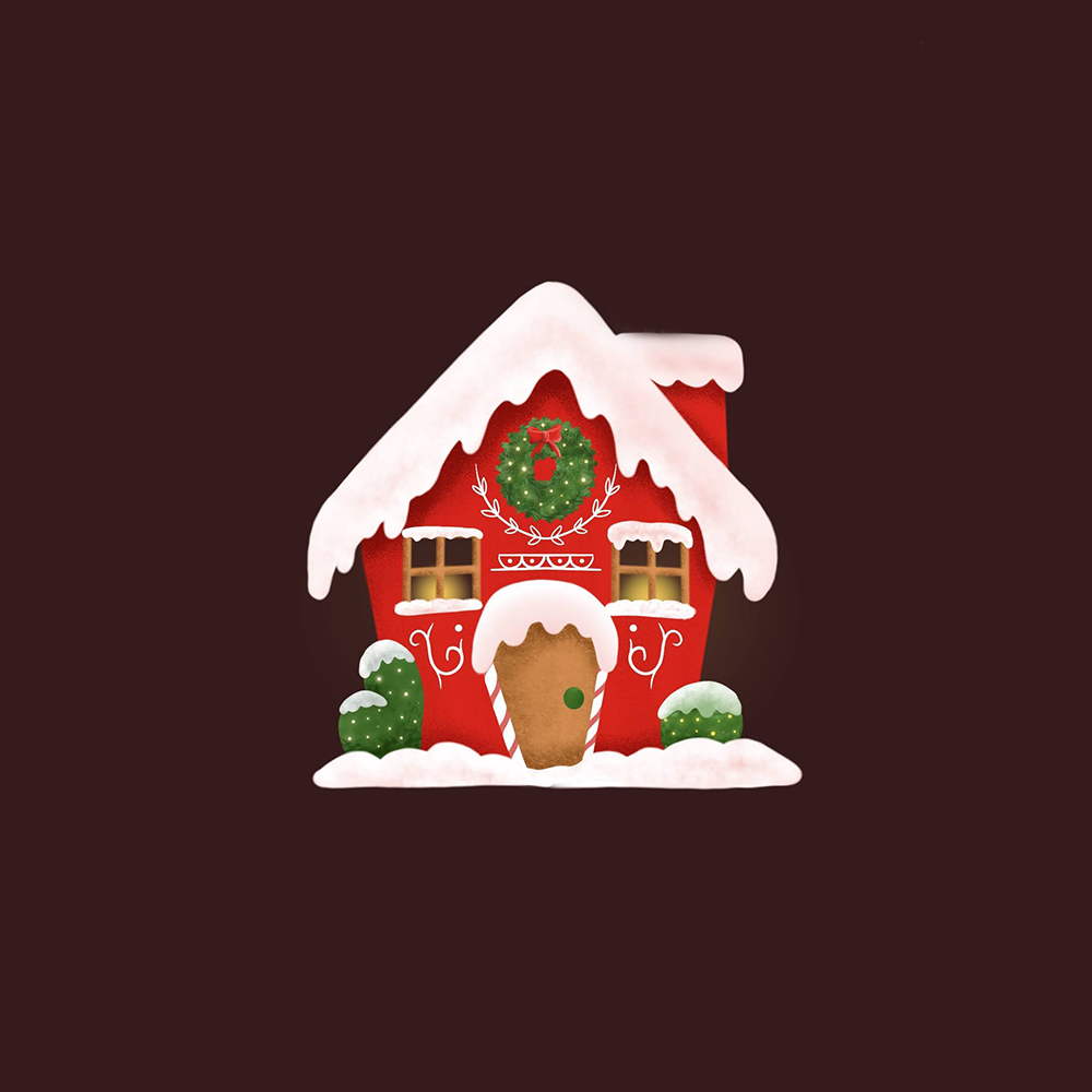 Cozy lil Christmas House Sticker