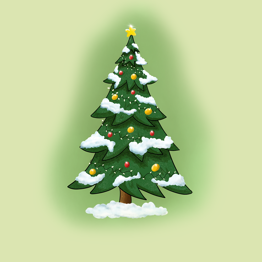 Snowy Christmas Tree Sticker